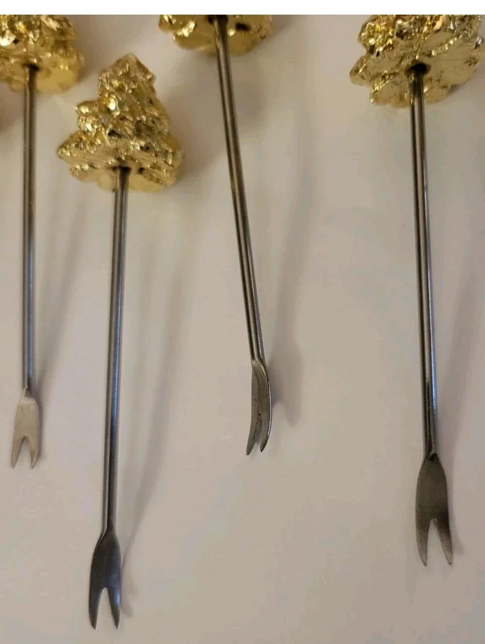 Boston Warehouse Charcuterie Set Cocktail Picks Gold Christmas Tree Stainless